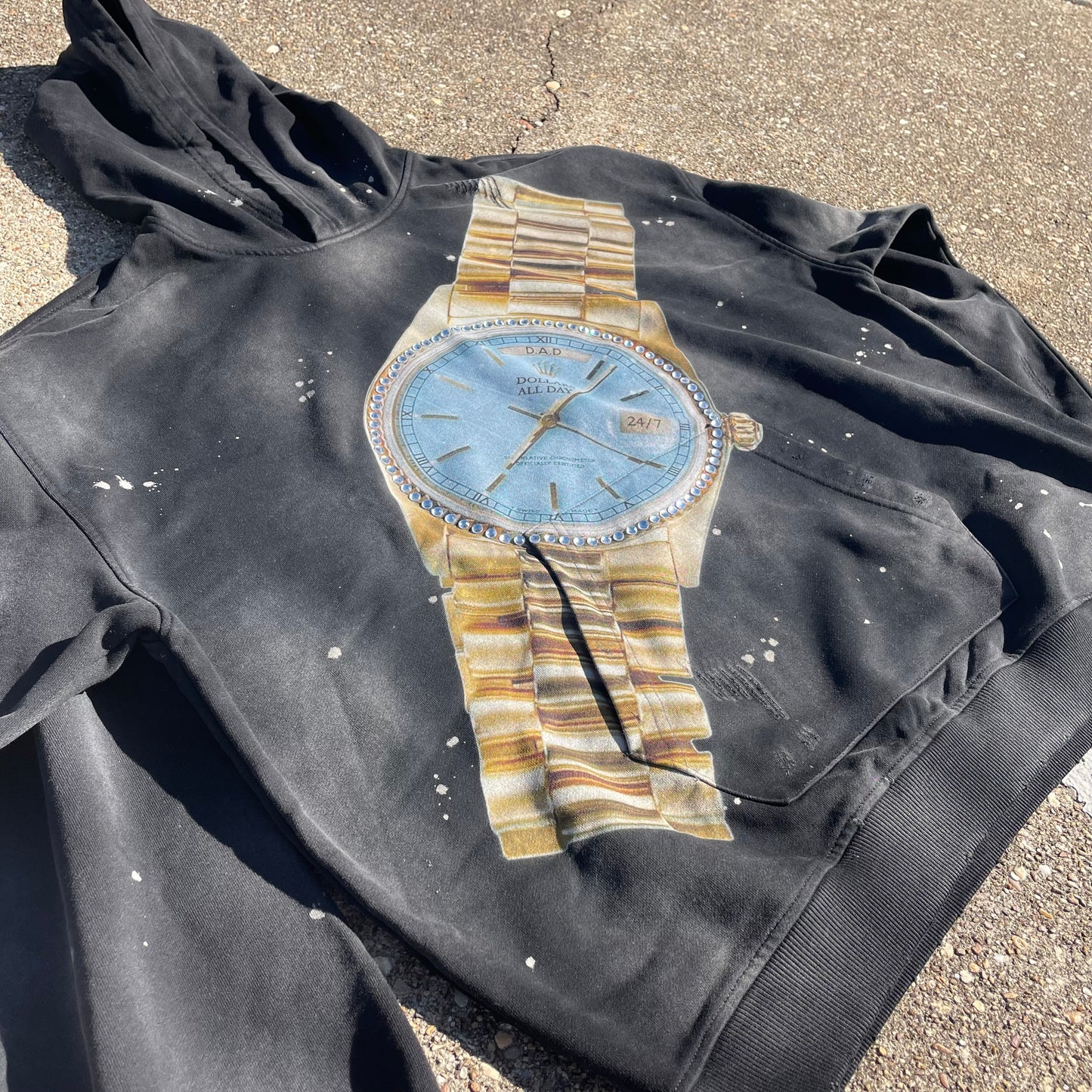 “Time Is Money” Hoodie Vintage Black