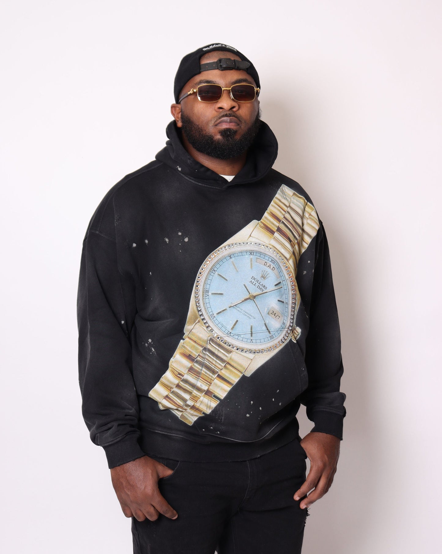 “Time Is Money” Hoodie Vintage Black