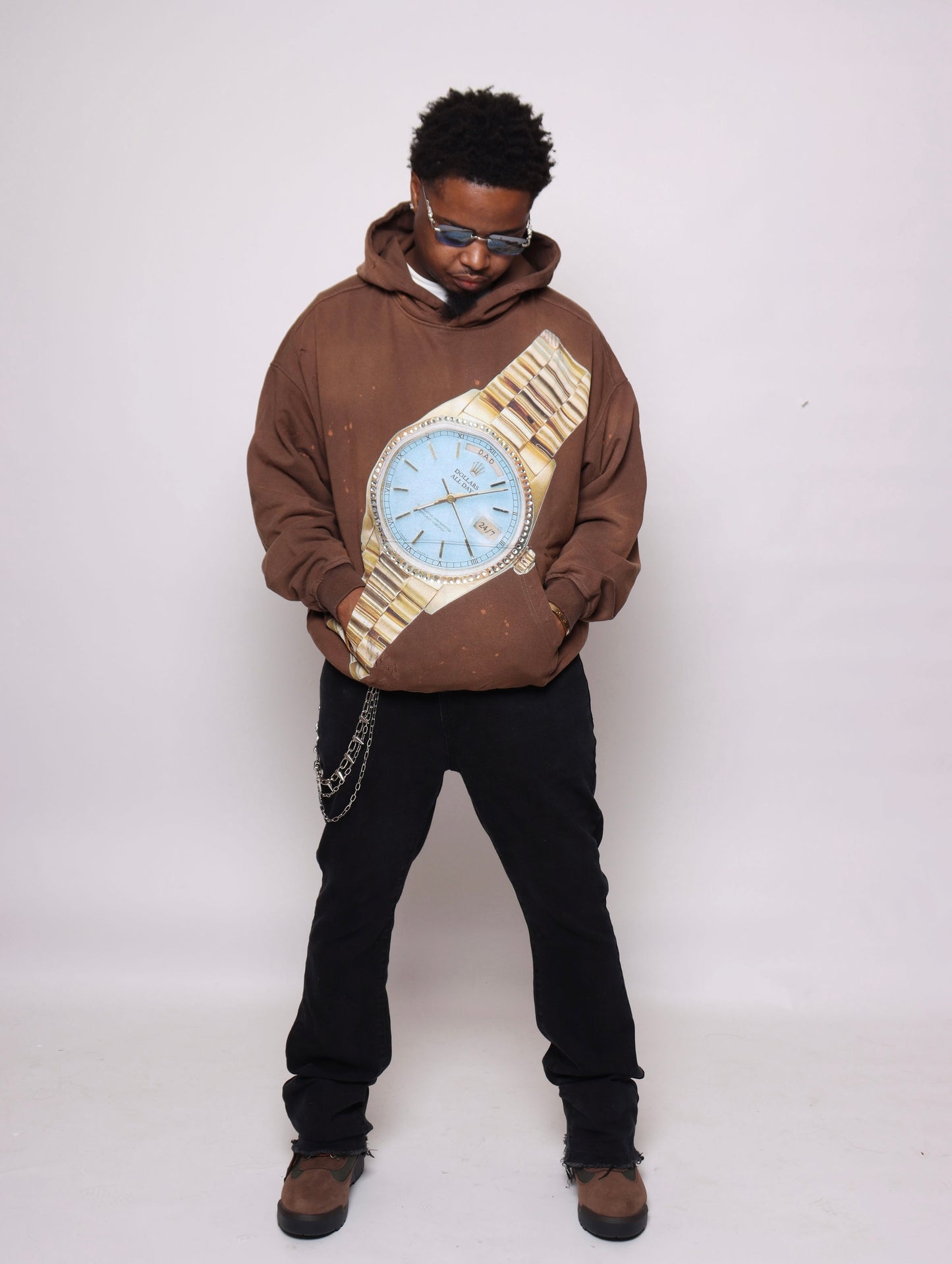 “Time Is Money” Hoodie Chocolate