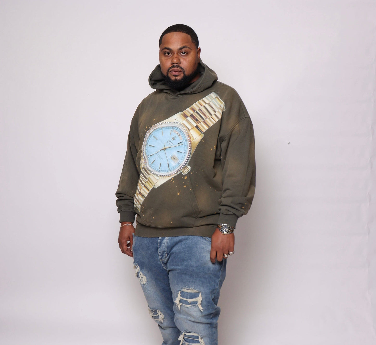 “Time Is Money” Hoodie Money Green