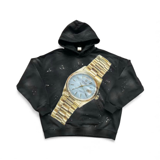 “Time Is Money” Hoodie Vintage Black