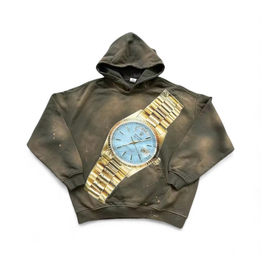 “Time Is Money” Hoodie Money Green